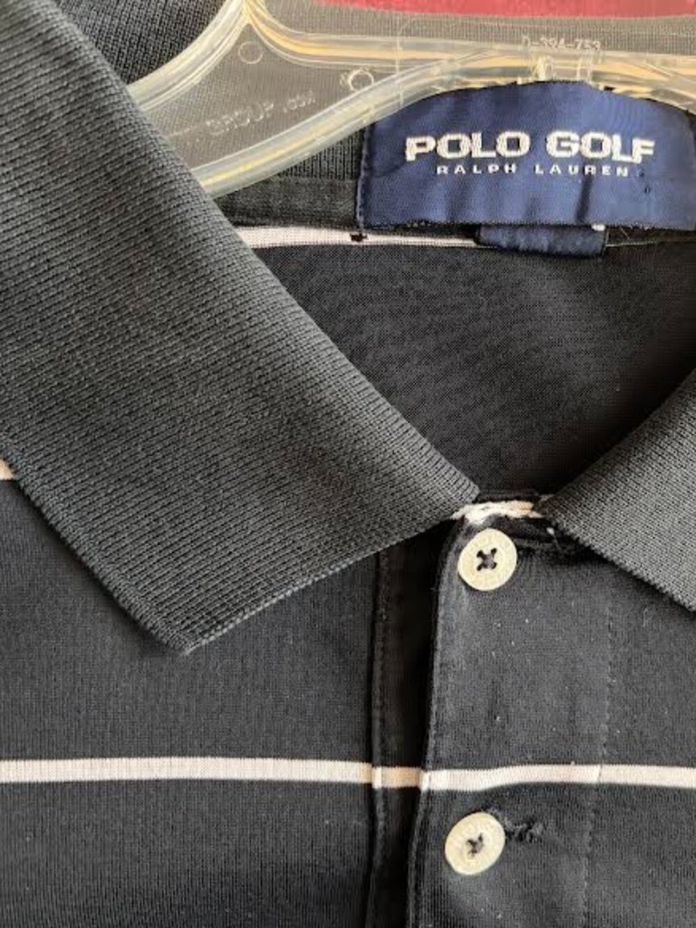 Vintage Polo Golf Ralph Lauren Shirt Mens XL Black Striped 100% Pima Cotton